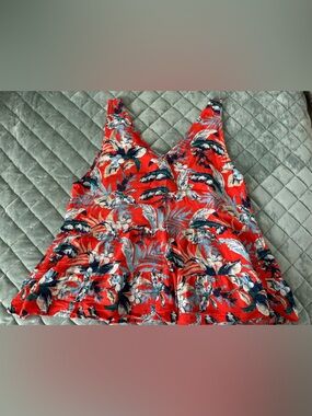 Loft Floral V-Neck Peplum Tank Top